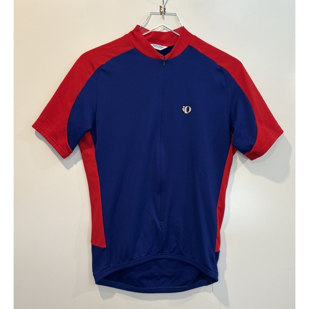 Pearl Izumi‎ Vintage Cycling Jersey Blue Red Colorblock Quarter Zip Mens Medium